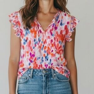 1. State Colorful Ruffled Blouse